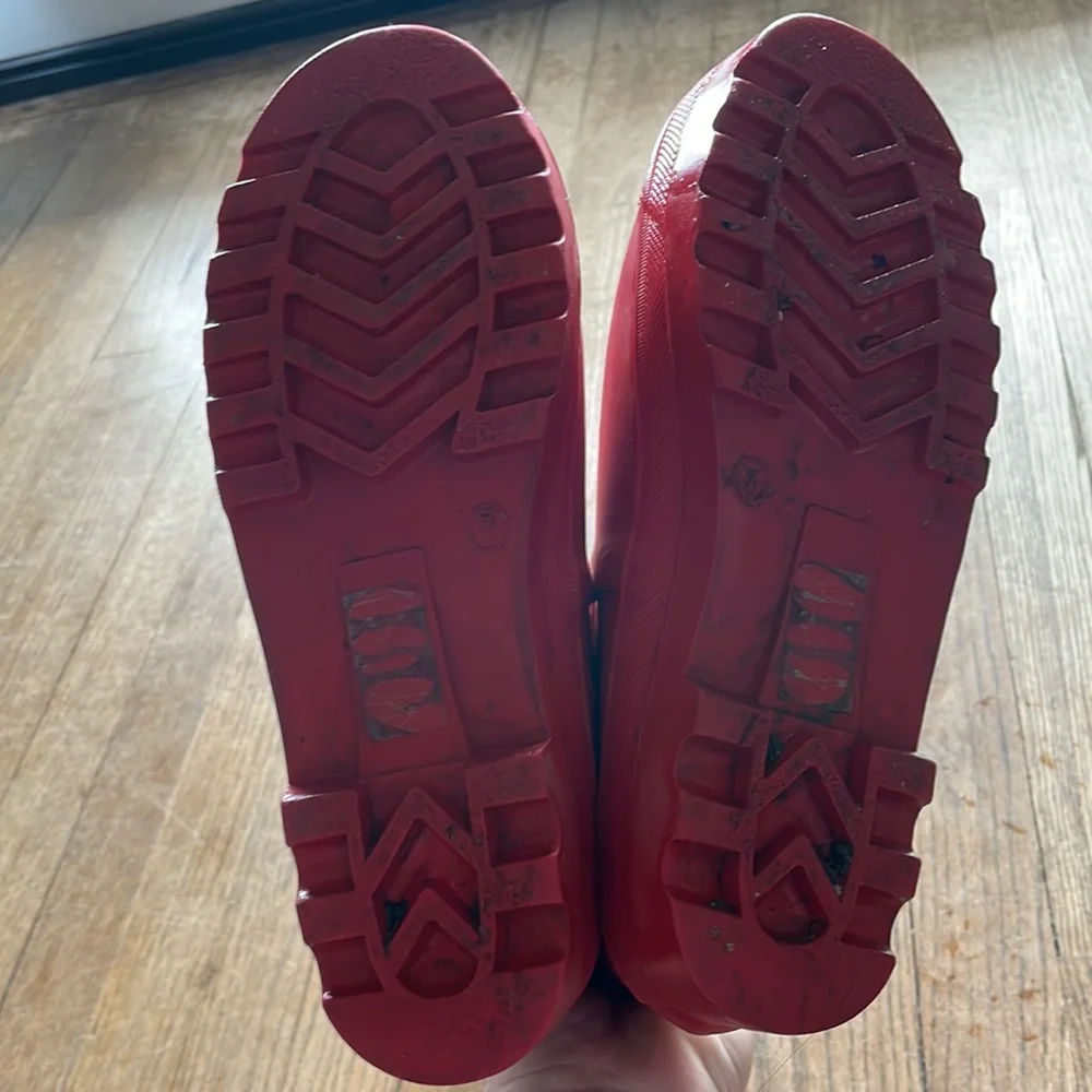 J Crew Red Penguin fur lined rain boots size 7 - Picture 6 of 6